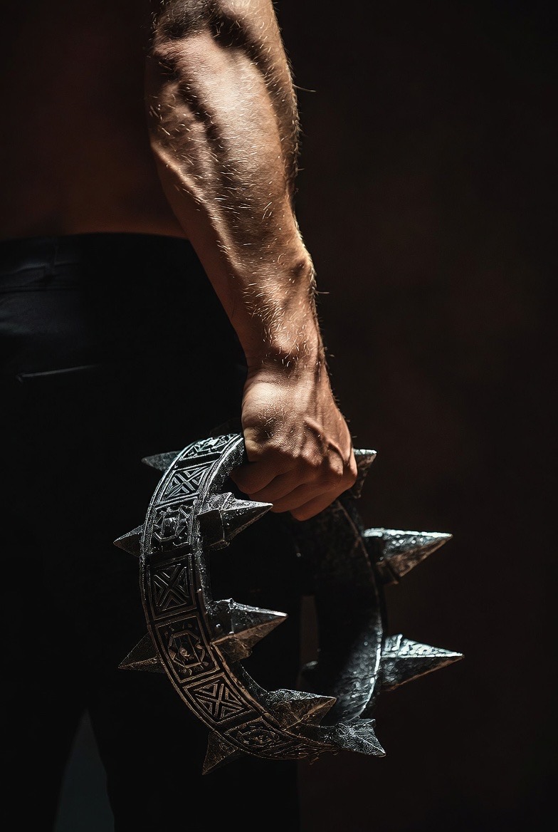 A bare, veined forearm gripping a forged iron crown in shadow — the symbol of The Iron Protocol